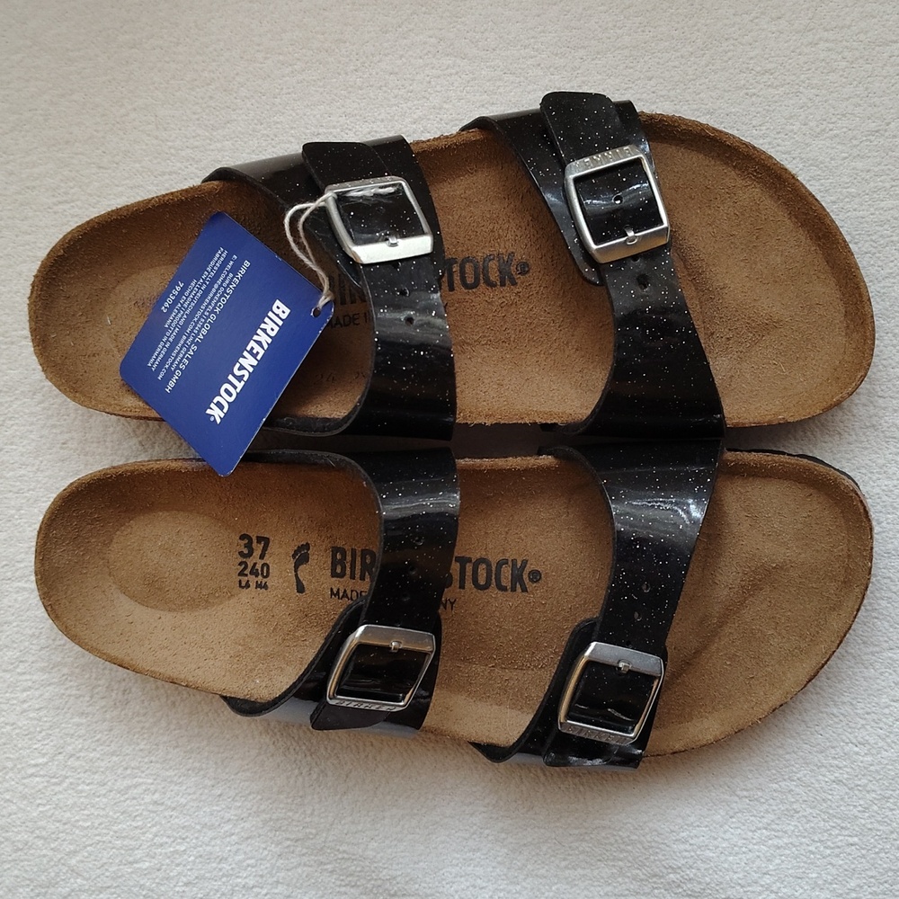 NEW Birkenstock Sidney Glitter Speckled Double-Buckle Slide Sandals. S 6-6.5 - Picture 2 of 14